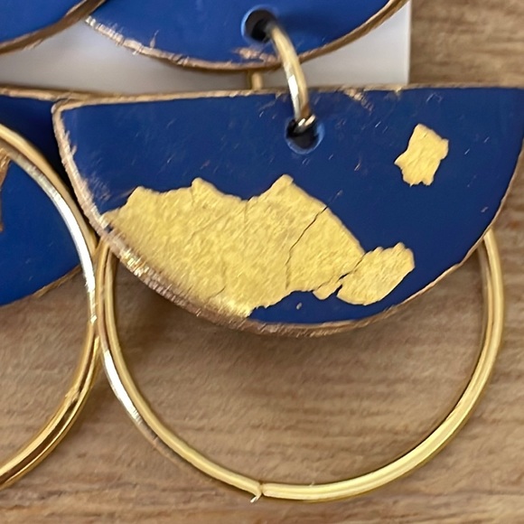 ๐๐ NEW Elise Blue Gold Dangle Earrings Game Day Gifts - Picture 3 of 5